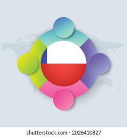 Chile Flag with Infographic Design isolated on World map. Vector illustration.