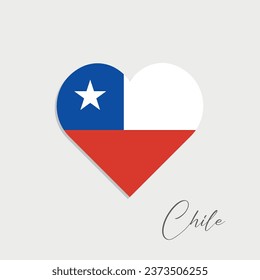 chile flag inside heart on gray background