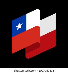 Chile Flag isolated. Chilean ribbon banner. state symbol