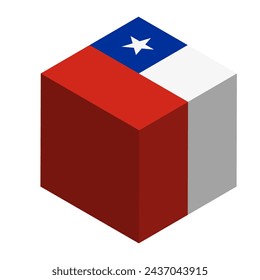 Chile flag - isometric 3D cube isolated on white background. Vector object.
