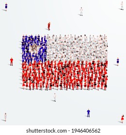 Chile Flag. A large group of people form to create the shape of the Chile flag. Vector Illustration.