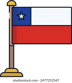 Chile flag linear color vector illustration