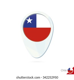 Chile flag location map pin icon on white background. Vector Illustration.