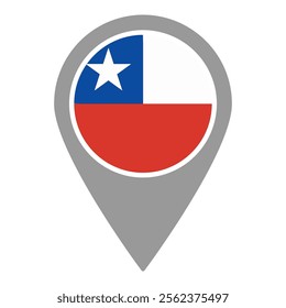 Chile flag location pin, flag application, Flag on Location Pin, graphic design, map pointer, vector illustration.