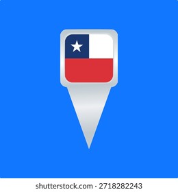 Ícone Do Pin De Localização Da Bandeira Do Chile. Ilustração do vetor do ponteiro do mapa brilhante. Ideal para aplicativos de viagem, mapas de navegação, marcadores geográficos, projetos de turismo