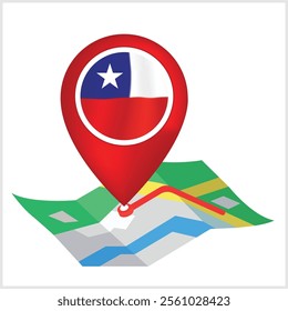 Chile Flag Location Symbol Design