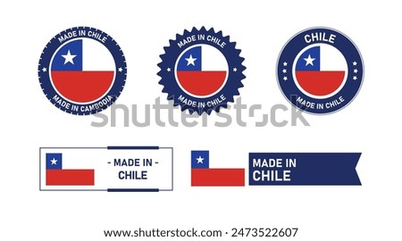 Chile flag, Made in Chile. Tag, Seal, Stamp, Flag, Icon vector