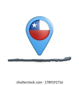 Chile flag map pin on white