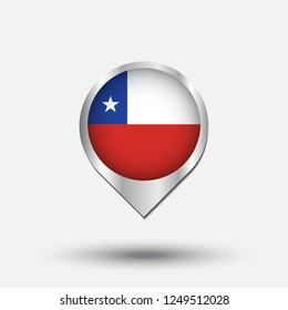 Chile flag map pointer with shadow. Vector illustration