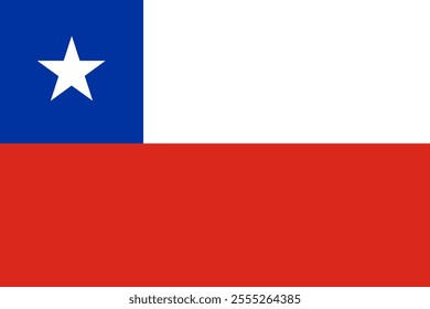 Chile flag in official colors, dimensions and aspect ratio. Vector flag symbolizing national pride, identity, heritage, patriotism and authority