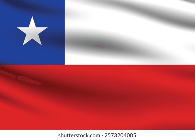 Chile flag official colors and proportion digital vector illustration. Pleated flag.