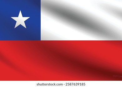 Chile flag official colors and proportion digital vector illustration. Pleated flag.