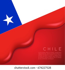 Chile Flag on Creamy Liquid Dripping : Vector illustration