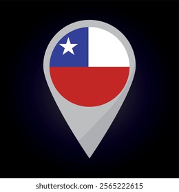 Chile Flag on Location Pin. vector illustration