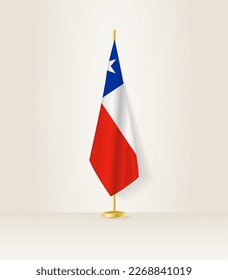 Chile Flagge auf einem Flaggenstand. Vektorgrafik.