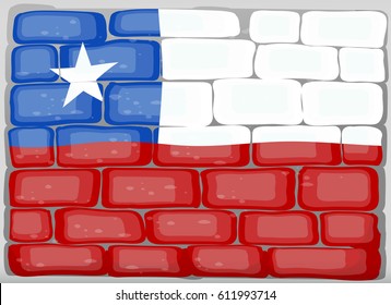 Chile flag on the wall illustration