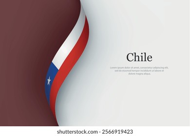 Chile flag on Waving ribbon. Template for independence day