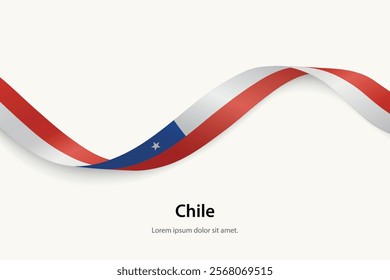 Chile flag on Waving ribbon. Template for independence day