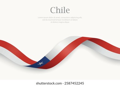 Chile flag on Waving ribbon. Template for independence day