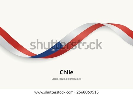 Chile flag on Waving ribbon. Template for independence day