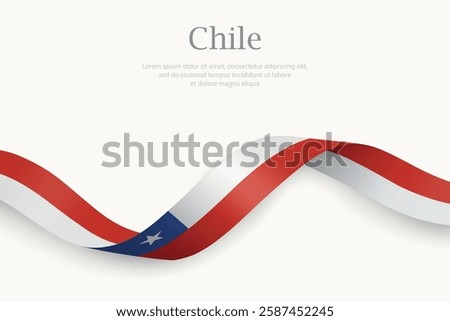 Chile flag on Waving ribbon. Template for independence day