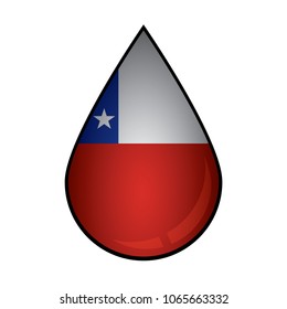 The Chile  flag painted on 3D water drop