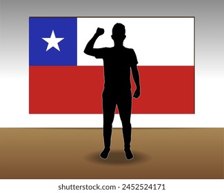 Chile flag paper texture, single-piece element, vector design, Chile flag taped on wall, decoration or celebration idea
