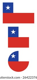 Chile flag PNG vector. Chile square and round icon isolated on transparent PNG background. Chile flag icon.