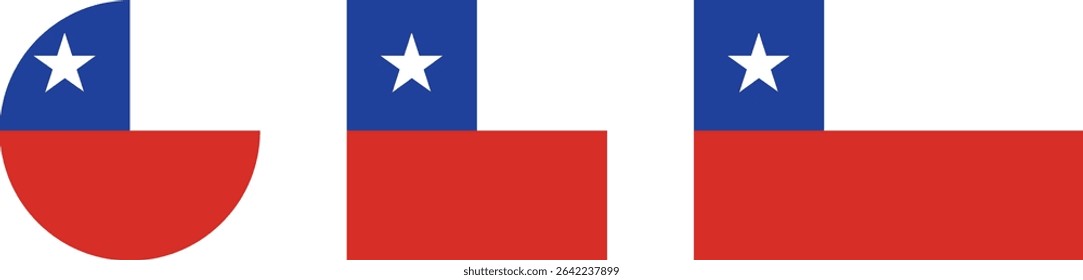 Chile flag PNG vector. Chile square and round icon isolated on transparent PNG background. Chile flag icon.