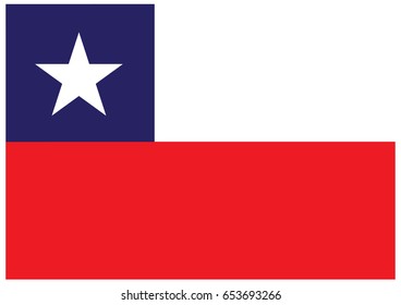 Chile flag and proportion correctly or National Flag of Chile with white border and design simple with vector illustration 