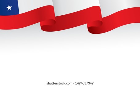 Chile flag ribbon isolated on white background. Vector illustration 
