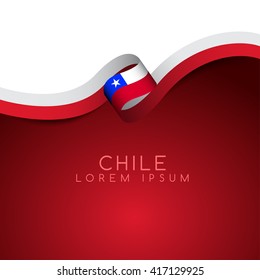 Chile Flag Ribbon : Vector Illustration