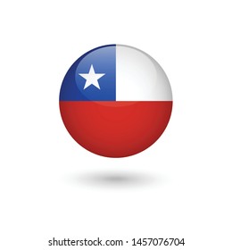 Chile flag - round glossy button, Vector image and icon