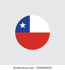 Chile flag round icon, badge or button. National symbol of Chile. Vector illustration.