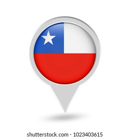 Chile Flag Round Pin Icon. Vector icon.