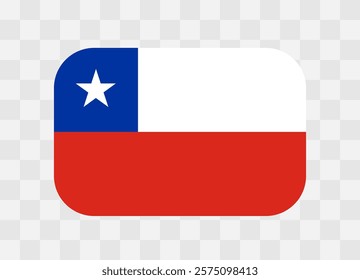 Chile flag - rounded rectangle colorful flag representing a country cultural identity and heritage. The essence of national pride and unity. Vector flag on transparent background.