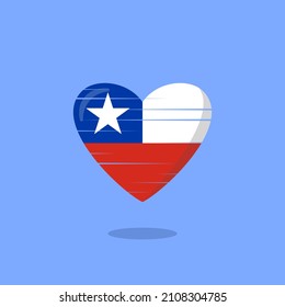 Chile flag shaped love illustration. Floating flag love icon. Nationality concept.