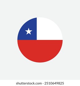 Sinal da bandeira do Chile em forma redonda, bandeira nacional do Chile, bandeira do Chile em ilustração de vetor de fundo branco