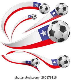 chile flag  with soccer ball isolated on white background