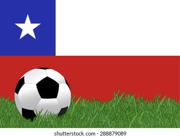 Chile flag with soccer ball on the yard , EPS10