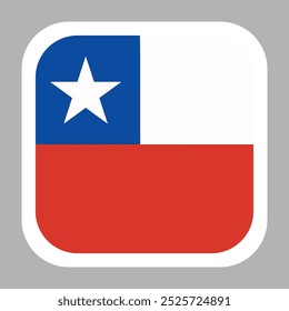 Chile flag square flat vector with rounded corners and white border, vector illustration