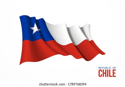 Chiles Flaggenstaatsymbol einzeln auf nationalem Hintergrund. Grußkarte Nationaler Unabhängigkeitstag der Republik Chile. Illustrationsbanner mit realistischer Staatsflagge.