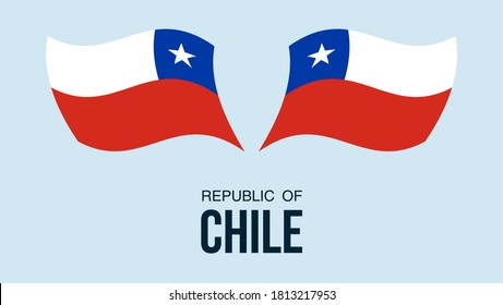 Chile flag state symbol isolated on background national banner. Greeting card National Independence Day of the Republic of Chile. Illustration banner with realistic state flag.