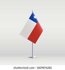 Chile flag state symbol isolated on background national banner. Greeting card National Independence Day of the Republic of Chile. Illustration banner with realistic state flag.