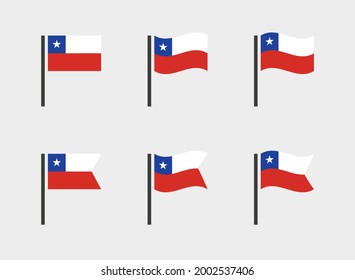 chile flag symbols set, national flag icons of Republic of chile