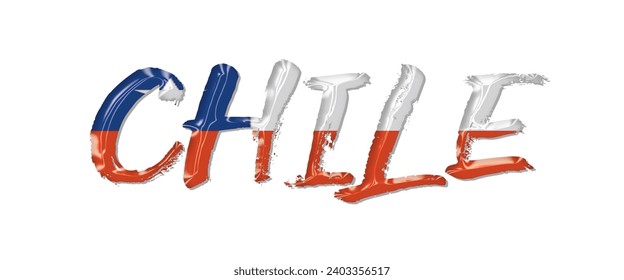 CHILE-Flag-Schriftart, 3D-CHILE-Fahnebunter Hintergrund, CHILE-Flag, Vektorgrafik