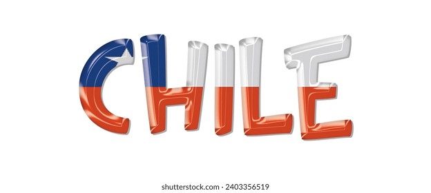 Tipo de letra del texto del indicador CHILE, fondo colorido del indicador CHILE 3D, ilustración vectorial del indicador CHILE