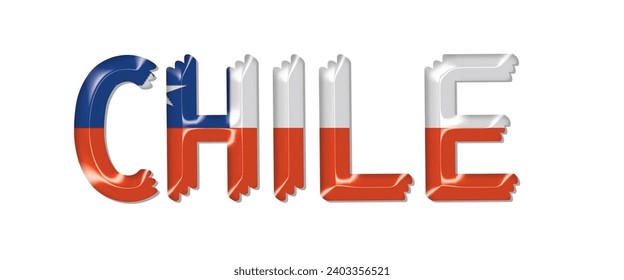 Tipo de letra del texto del indicador CHILE, fondo colorido del indicador CHILE 3D, ilustración vectorial del indicador CHILE