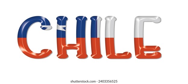 CHILE flag text font, 3D CHILE flag colorful background, CHILE flag vector illustration