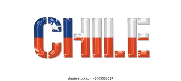 CHILE flag text font, 3D CHILE flag colorful background, CHILE flag vector illustration